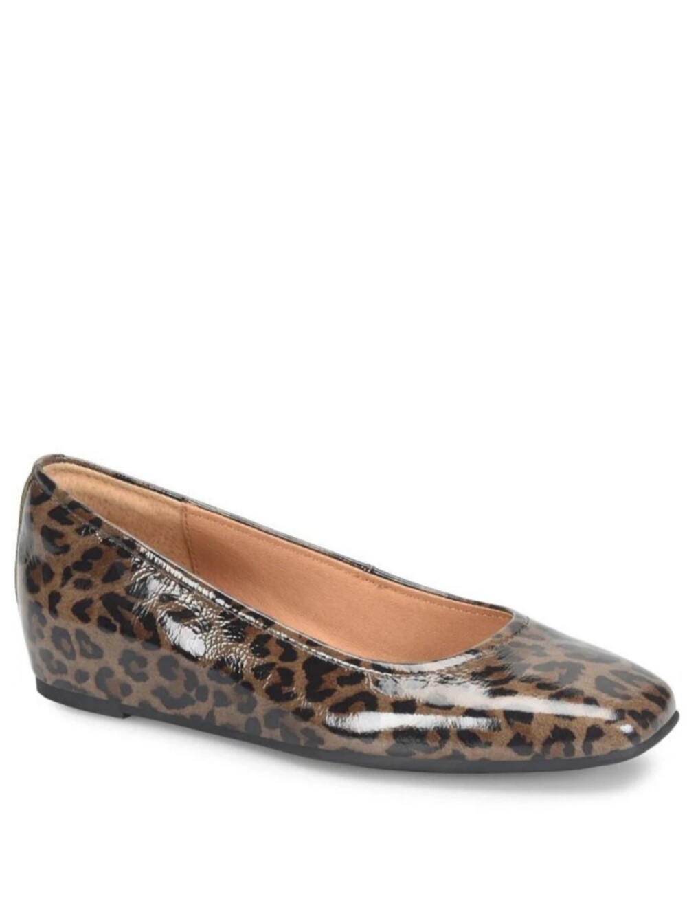 Sofft Poppy Leopard Print Patent Leather Slip-On Ballet Wedge Pumps 7.5